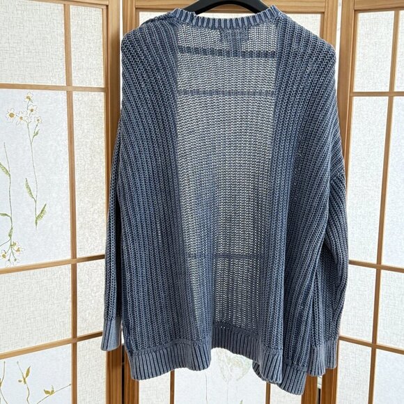 Victoria's Secret Pink Blue Washed open front Cardigan Boho Cozy Chunky - Picture 5 of 6